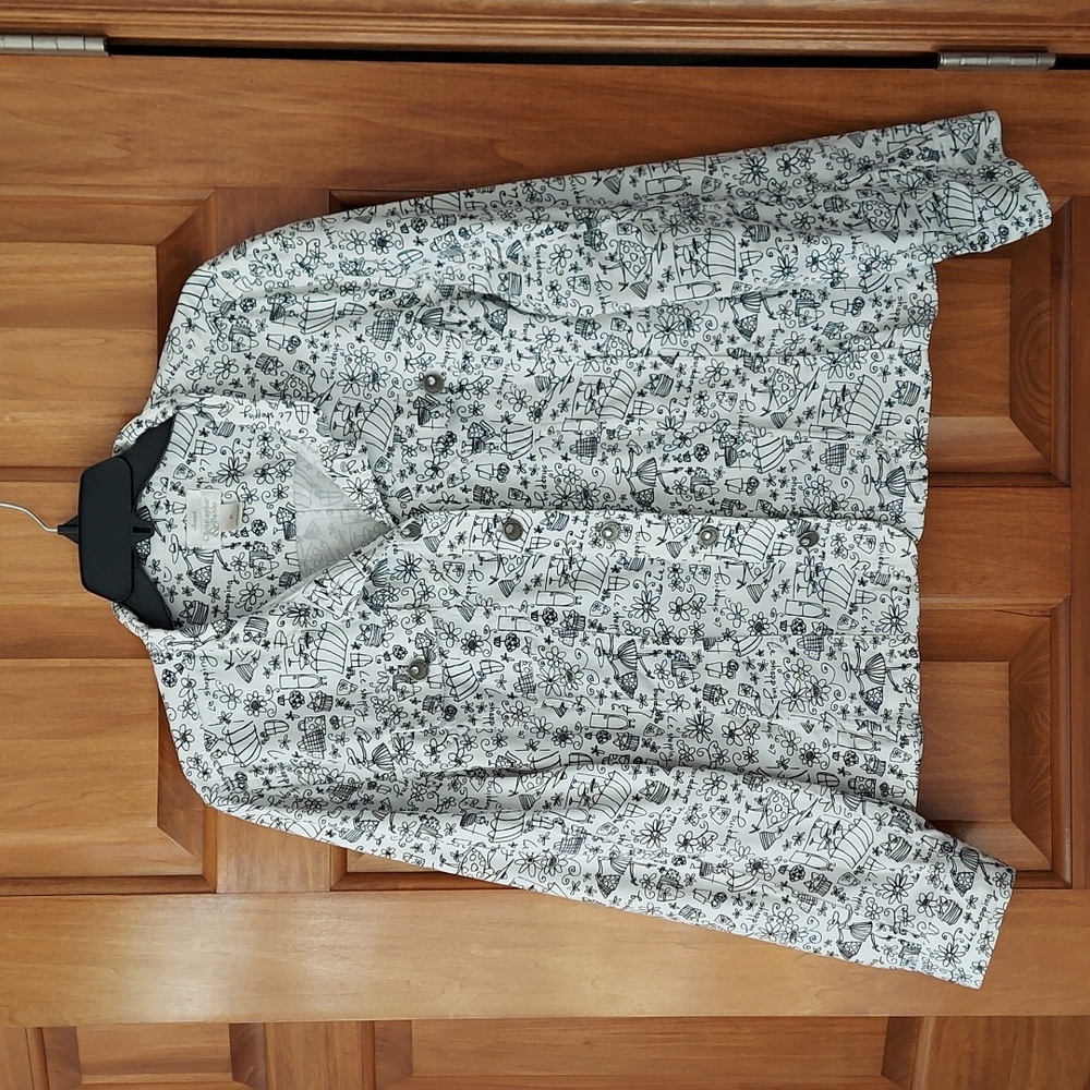 Christopher & Banks Black, White Graphic Jacket, 2 Pockets, Size XL, Like New▪︎